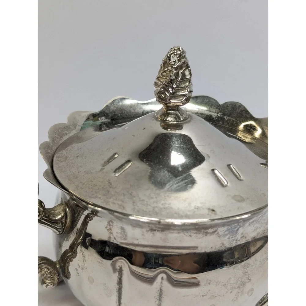 Silver Plated Creamer Pitcher with Lid‎ Vintage